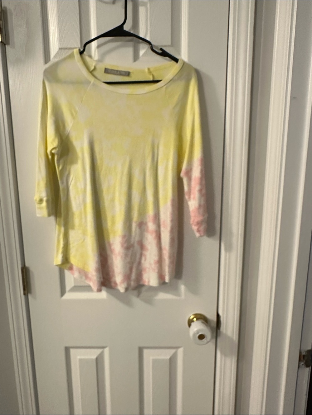 Casual Tie-Dye Long Sleeve Tee - Yellow & Pink